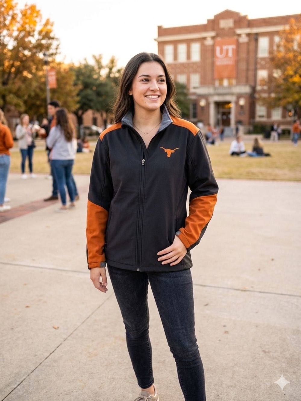 Knights Apparel Texas Black and Burnt Orange Softshell Team Jacket